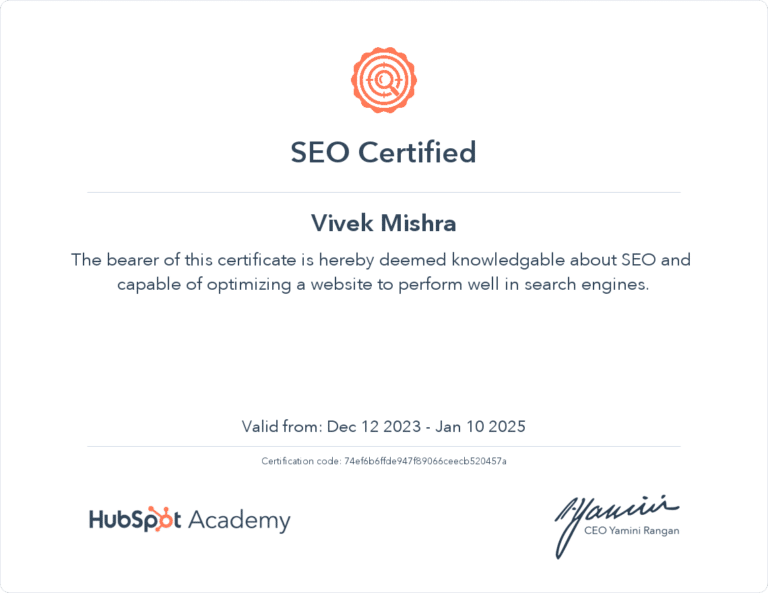 SEO - Hubspot Certification